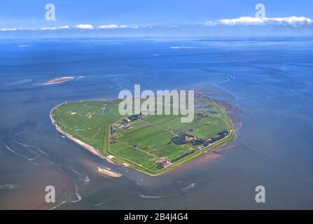 Île Neuwerk avec bancs de sable dans le Parc National Hamburgisches Wattenmeer, quartier de Hambourg, Land Hambourg, Mer du Nord, Allemagne Banque D'Images