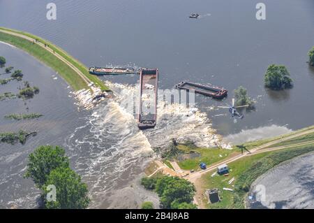 Allemagne, Saxe-Anhalt, Fischbeck, rupture de digue à Fischbeck, inondation du siècle 2013, Allemagne. Banque D'Images