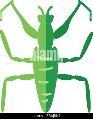 insecte de mantis sur fond blanc, icône de style plat, illustration vectorielle Illustration de Vecteur