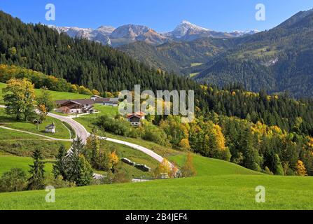 Paysage Sur Le Ramsauer Tal, Ramsau, Berchtesgadener Land, Haute-Bavière, Bavière, Allemagne Banque D'Images