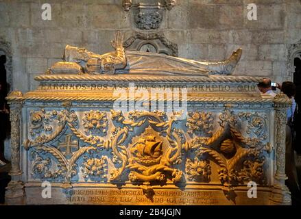 Europe, Portugal, région de Lisbonne, Lisbonne, Belem, Monastère de Jeronimos, Église du Monastère, Santa Maria de Belem, intérieur, tombe, Vasco da Gama Banque D'Images