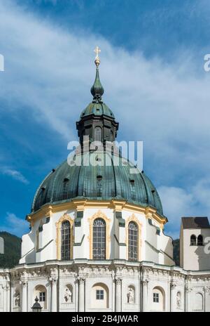 Allemagne, Bavière, Ettal, abbaye bénédictine baroque Ettal, dôme de l'église du monastère Banque D'Images