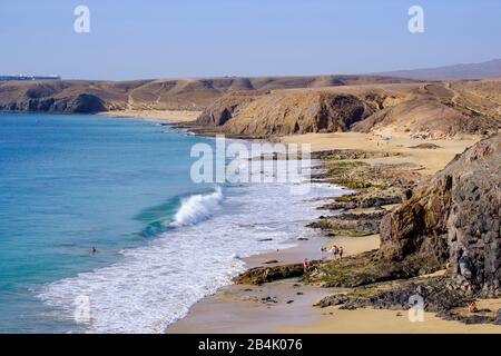 Playa De La Cera, Plages De Papagayo, Playas De Papagayo, À Playa Blanca, Lanzarote, Îles Canaries, Espagne Banque D'Images