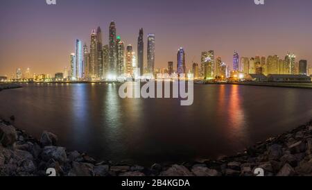 Emirats Arabes Unis, Dubai Marina, Skyline, Moyen-Orient, Banque D'Images