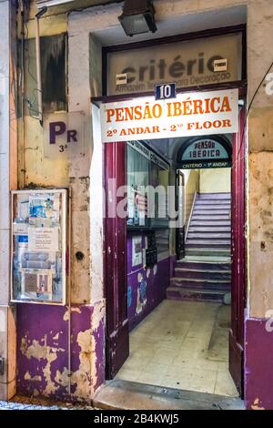 Europe, Portugal, capitale, vieille ville de Lisbonne, quartier des affaires, Baixa, entrée de la maison Banque D'Images