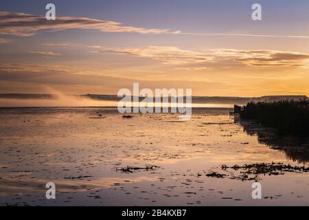 Sunrise, Federsee, Bad-Buchau, Bade-Wurtemberg, Allemagne, Banque D'Images