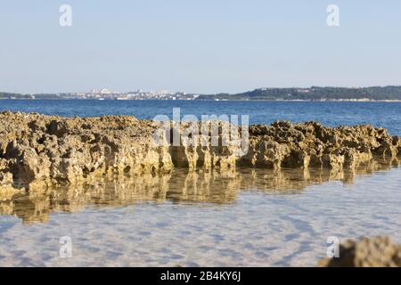 Calcaire érodé sur la côte croate Banque D'Images