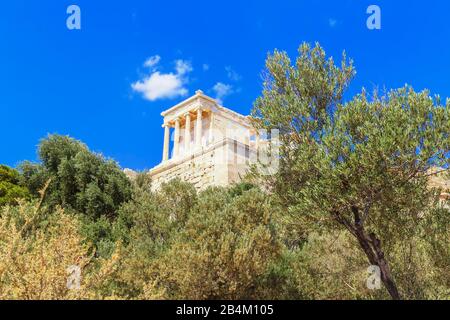 La Propylaea, la porte monumentale de l'Acropole, Athènes, Grèce, Europe, Banque D'Images