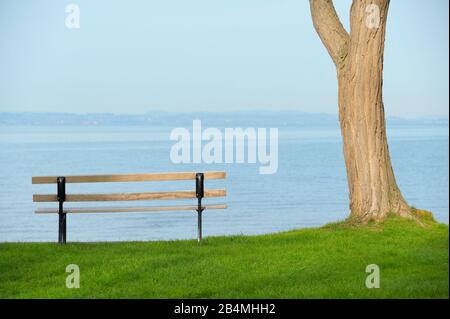 Banc Sur Le Lac, Nonnenhorn, Lac De Constance, Swabia, Bavière, Allemagne Banque D'Images