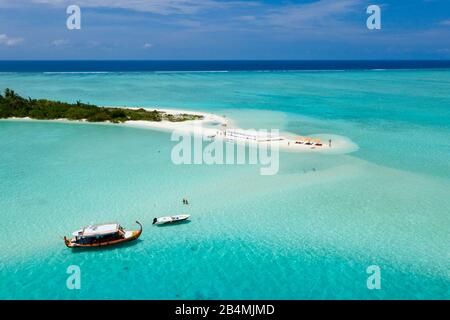 L'île barbecue Bodumohora, atoll de Felidhu, de l'Océan Indien, les Maldives Banque D'Images