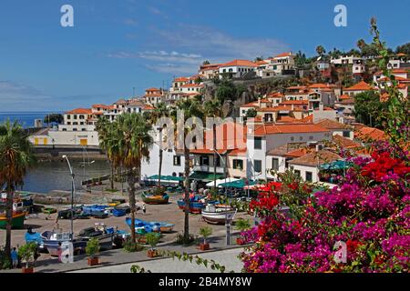 Village de pêcheurs Câmara de Lobos, port de pêche, bateaux de pêche, restaurants de poissons, Océan Atlantique, Madère, Portugal Banque D'Images