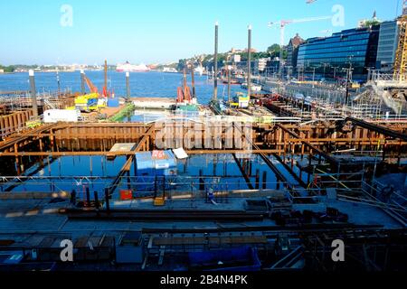 Grand chantier de construction dans le centre-ville de Stockholm, en Suède Banque D'Images