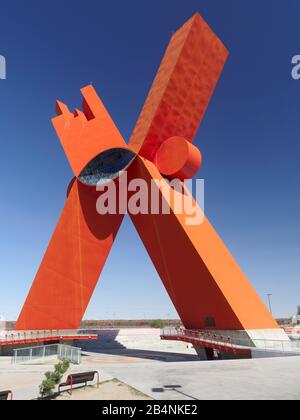 La sculpture symbolique 'X' ou 'L'Equis' Ciudad Juarez Banque D'Images