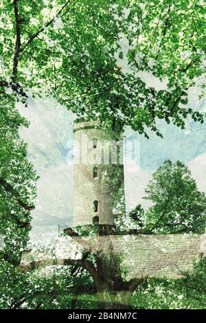 Château de Sparrenberg à Bielefeld, double exposition Banque D'Images