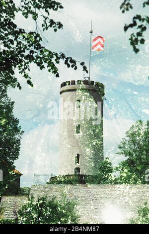 Château de Sparrenberg à Bielefeld, double exposition Banque D'Images