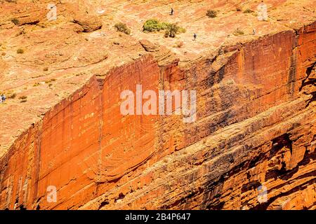 Le mur de la jante géante de Kings Canyon et de randonneurs montre l'échelle et la taille du mur du canyon. Territoire Du Nord, Australie Banque D'Images