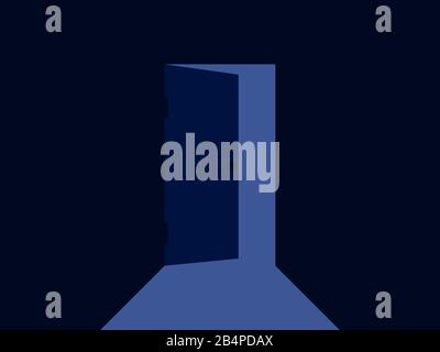 Lumière de la porte ouverte. Couleur bleue. La porte est ouverte vers l'intérieur. Illustration vectorielle Illustration de Vecteur