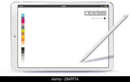 Dessin avec Tablet PC et illustration du vecteur Pen Illustration de Vecteur