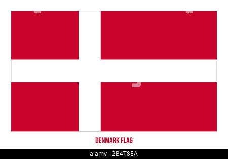 Illustration Vectorielle Du Drapeau Du Danemark Sur Fond Blanc. Drapeau National Du Danemark. Banque D'Images