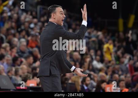 Barcelone, Espagne. 06 mars 2020. Oliver Kostic du FC Bayern munichaction lors du match de basket-ball de l'Euroligue joué entre le FC Barcelona Basquet et le FC Bayern Munich Basketball à Palau Blaugrana le 6 mars 2020 à Barcelone, en Espagne. Crédit: Dax/ESPA/Alay Live News Banque D'Images