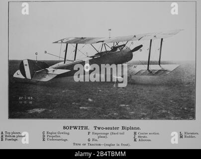 Une photo d'époque d'un Sopawith 1 1/2, ou un et demi, Strutter Biplane. Cet aéronef est entré en service au British Royal naval Air Service, RNAS, en février 1916. Photo prise le 11 novembre 1916. Banque D'Images