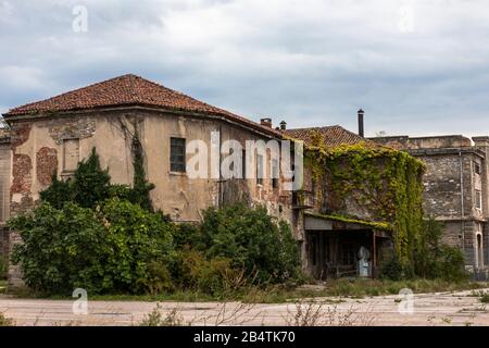 Bâtiments abandonnés dans le Vieux-Port de Trieste, Friuli-Venezia-Giulia, Italie Banque D'Images