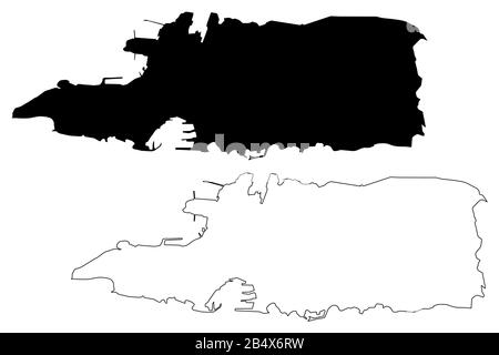 Split City (République de Croatie, Comté de Split-Dalmatie) illustration vectorielle de carte, esquisse de gribble Ville de Grad carte de Split Illustration de Vecteur