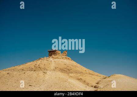 Le point de vue de Camel au-dessus du cratère de Ramon dans le désert du Negev. Mitzpe Ramon, Israël Banque D'Images