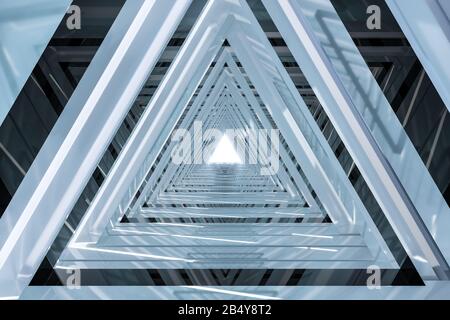Tunnel triangulaire,durée de la navette,rendu tridimensionnel. Dessin numérique informatique. Banque D'Images