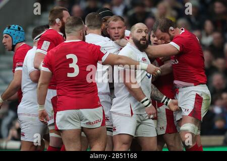 JOE MARLER, ALUN WYN JONES, ANGLETERRE V PAYS DE GALLES GUINNESS SIX NATIONS 2020 Banque D'Images