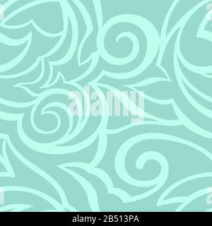 Texture vectorielle de couleur turquoise isolée sur fond marin. Spirales et formes abstraites cassées. Motif fleuri pour tissus ou emballages. Ornement Illustration de Vecteur