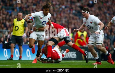 Londres, Royaume-Uni. 7 mars 2020. Anthony Watson D'Angleterre Pendant La Guinness Six Nations Entre L'Angleterre Et Le Pays De Galles Au Stade De Twickenham, Londres, Angleterre Le 7 Mars 2020 Crédit: Action Foto Sport/Alay Live News Banque D'Images