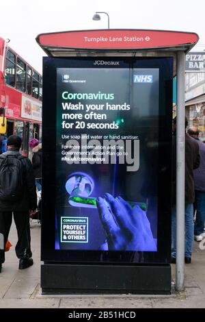 Turnpike Lane, Londres, Royaume-Uni. 7 mars 2020. La campagne d'information publique de Coronavirus mettant l'accent sur le lavage des mains pendant 20 secondes et aussi souvent que possible. Crédit: Matthew Chattle/Alay Live News Banque D'Images