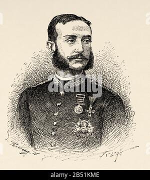 Portrait d'Alfonso XII de l'Espagne, surnommé le sucette (Madrid 1857 - El Pardo 1885). Roi d'Espagne entre 1874 et 1885. Fils de la reine Elizabeth II Banque D'Images