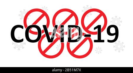 L'interdiction des jeux olympiques. Annulation des Jeux olympiques de 2020 au Japon en raison du coronavirus 2019-nCov, covid-19. Cercles faits d'interdiction rouge Illustration de Vecteur