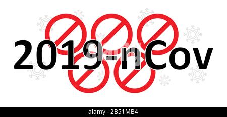 L'interdiction des jeux olympiques. Annulation des Jeux olympiques de 2020 au Japon en raison du coronavirus 2019-nCov, covid-19. Cercles faits d'interdiction rouge Illustration de Vecteur