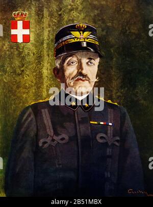 Portrait couleur de Luigi Cadorna (Verbania 1850 - Bordighera 1928). Militaire italien avec rang de maréchal de champ, de performance exceptionnelle dans les Firs Banque D'Images