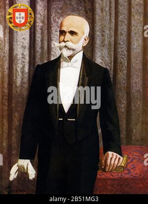 Portrait couleur de Bernardino Luís Machado Guimarães (Rio de Janeiro 1851 - Porto 1944), fut le troisième et huitième président élu de la R portugaise Banque D'Images