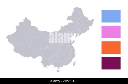Infographies de la carte chinoise, divisions administratives, vide Banque D'Images