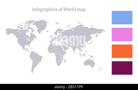 Infographies de la carte du monde, états individuels vides Banque D'Images