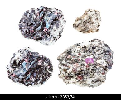 ensemble de diverses roches gneiss isolées sur fond blanc Banque D'Images