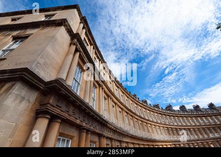 Les maisons de ville géorgiennes incurvées du Circus, Bath, Somerset Banque D'Images