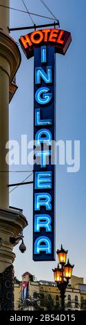 Inglaterra Hotel, Neon Sign, la Havane, Cuba Banque D'Images