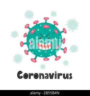 Noyau nCoV de la cellule bactérienne du coronavirus. Concept d'infection dangereuse des fumées Illustration de Vecteur