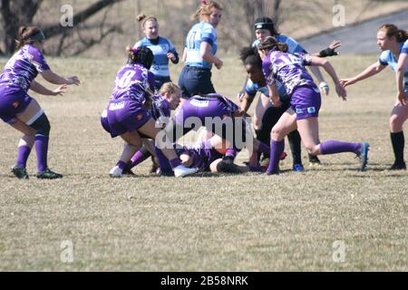 C'était un match de rugby de 11 heures le samedi 7 mars Banque D'Images