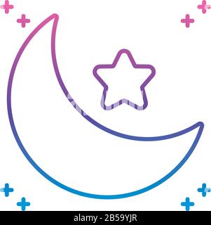 icône lune et étoile sur fond blanc, style de ligne de gradient, illustration vectorielle Illustration de Vecteur