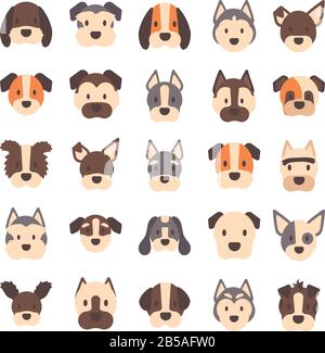 ensemble d'icônes de faces différentes races de chiens vecteur illustration design Illustration de Vecteur