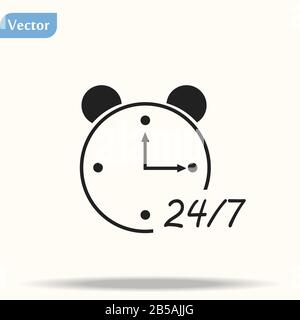 24 heures sur 24, icônes des panneaux de service client, illustration vectorielle. Style plat Illustration de Vecteur