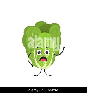 mignon romaine personnage dessin animé mascotte légume saine alimentation concept isolé vecteur illustration Illustration de Vecteur