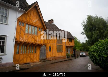 Maisons Colorées, Lavernham, Suffolk, Angleterre Banque D'Images